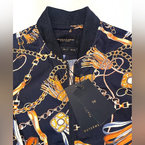 Black & Gold Chain Link Printed Jacket - Picture 2 of 4